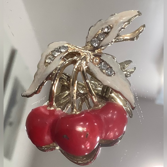 Enamel Cherries Brooch - Picture 2 of 7